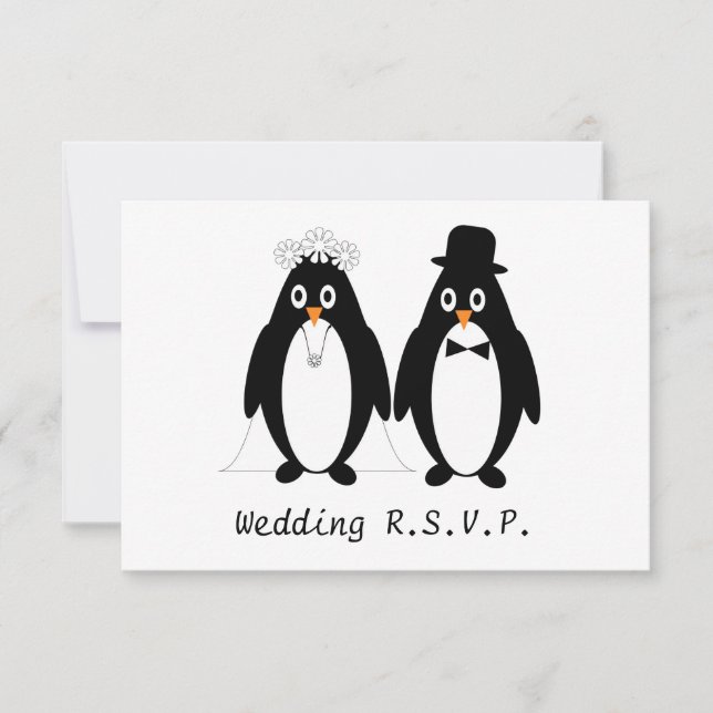 RSVP de Casamento Design de Pinguim (Frente)