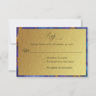 *~* RSVP de Casamento do Abstrato Azul da Folha Gl
