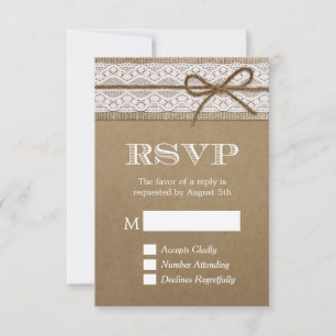 RSVP de Casamento do Arco Rustic Burlap String