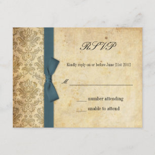 RSVP de Casamento do Arco Teal Damask
