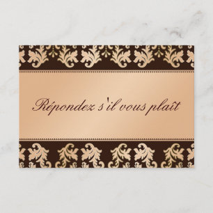 RSVP de Casamento do Autumn Reverie Damask Elegant