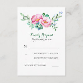 rsvp de casamento do buquê de aquarela floral