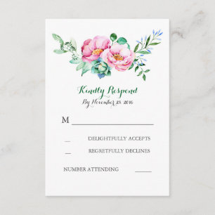 rsvp de casamento do buquê de aquarela floral