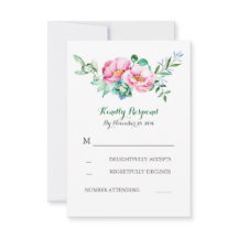 rsvp de casamento do buquê de aquarela floral