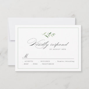 RSVP de casamento do Classic Elegance Script Green