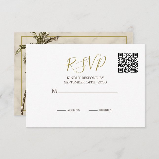 RSVP de Casamento do Código QR da Árvore de Palma  (Frente/Verso)