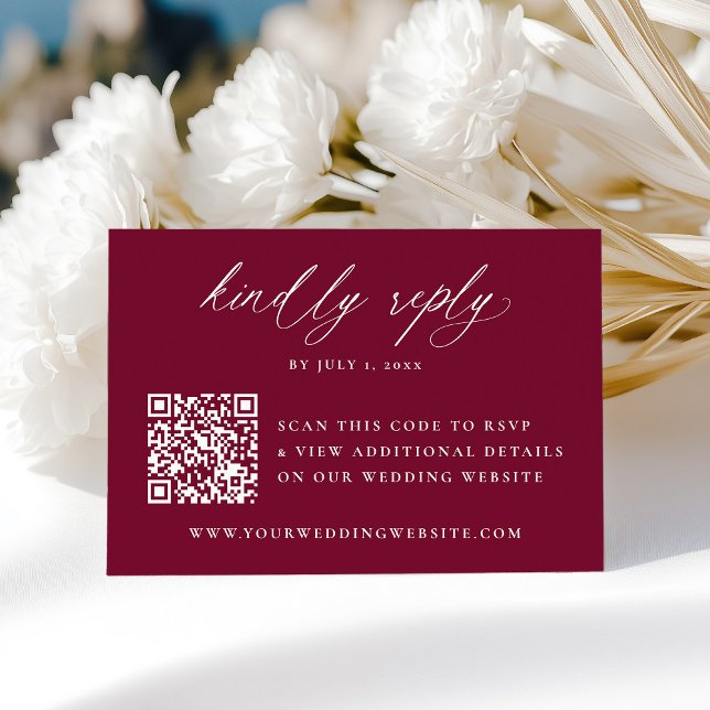 RSVP de Casamento do Código QR do Burgundy da Cali (Criador carregado)