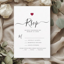 RSVP de Casamento do Coração Vermelho com Script M