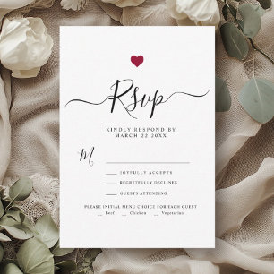 RSVP de Casamento do Coração Vermelho com Script M