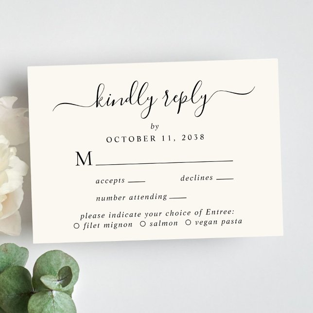 RSVP de Casamento do Creme de Escolha do Menu Eleg (Criador carregado)