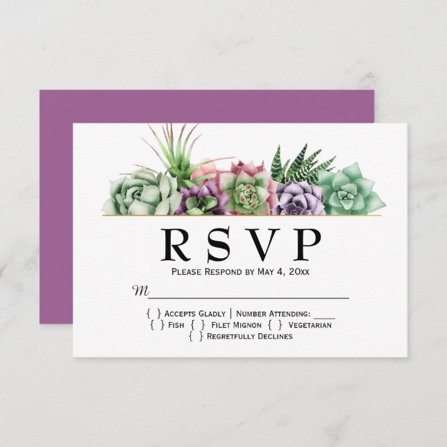 RSVP de Casamento do Deserto com Êxito (Frente/Verso)