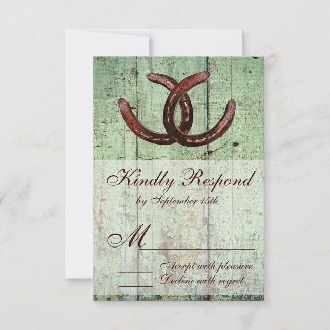 RSVP de Casamento do Estilo do País Rustic Horsfer (Frente)