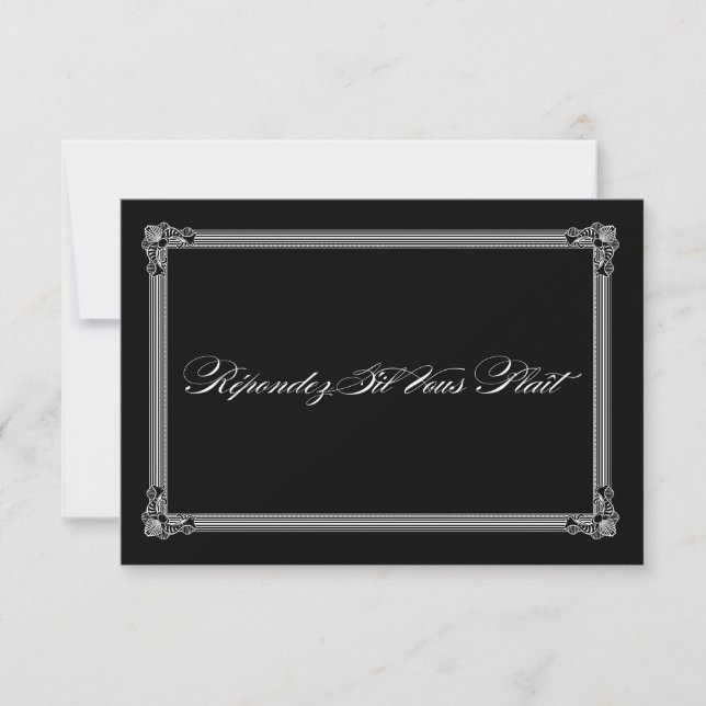 RSVP de Casamento do Estilo Poster Branco e Preto (Frente)