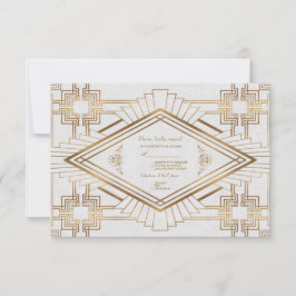 RSVP de Casamento do Excelente Branco Glam Dourado