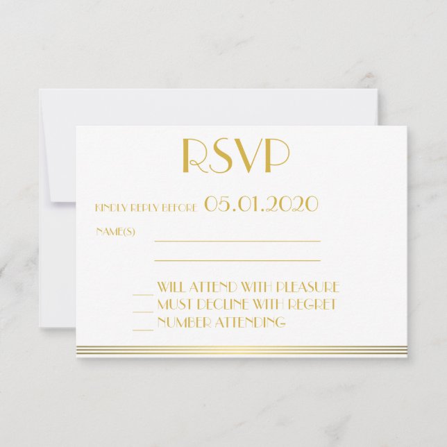 RSVP de Casamento do Excelente Negro Dourado monog (Frente)