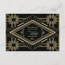 RSVP de Casamento do Excelente Negro Glam Dourado 