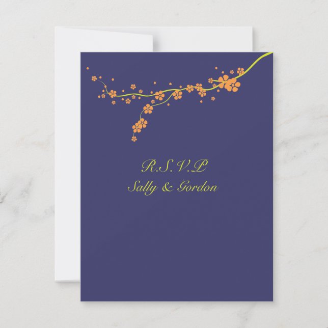 RSVP de Casamento do Flor Laranja (Frente)