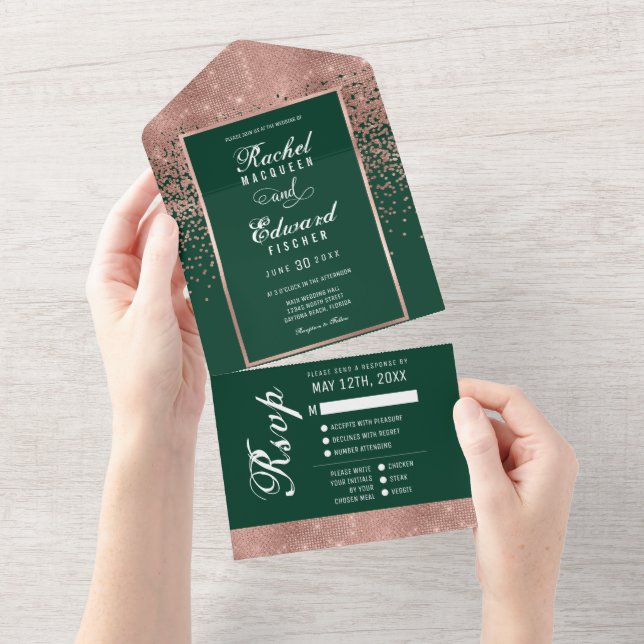 RSVP de Casamento do Glitter Confetti Dourado da R (Aba destacável)