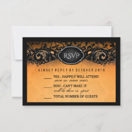 RSVP de Casamento do Halloween Elegant Orange Blac