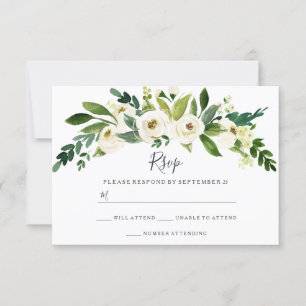 RSVP de Casamento do Jardim Floral Branco Moderno