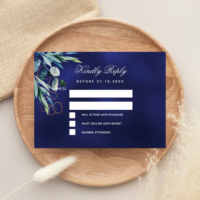 RSVP de casamento do marinho azul verde (Criador carregado)