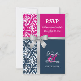 RSVP de Casamento do Marinho da Faixa de Faux Silv