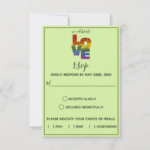 RSVP de Casamento do Mesmo Sexo de Flores Verdes A