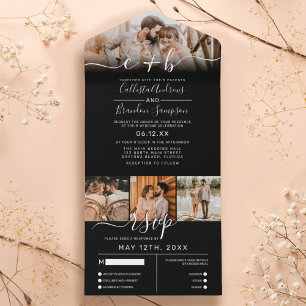 RSVP de Casamento do Monograma de Foto Branca Eleg