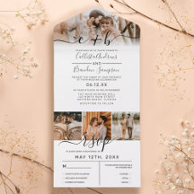 RSVP de Casamento do Monograma de Foto Preta Branc