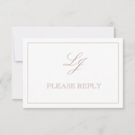 RSVP de Casamento do Monograma de Script Rosa Dust