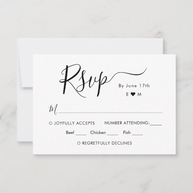 RSVP de Casamento do Monograma do Script Chic Call (Frente)
