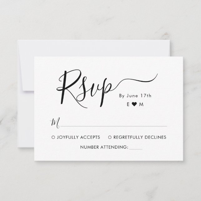 RSVP de Casamento do Monograma do Script de Caligr (Frente)