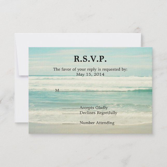 RSVP de Casamento do Oceano de Praia (Frente)