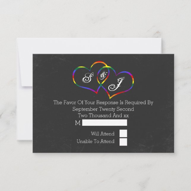 RSVP de Casamento do Orgulho gay Rainbow Hearding (Frente)