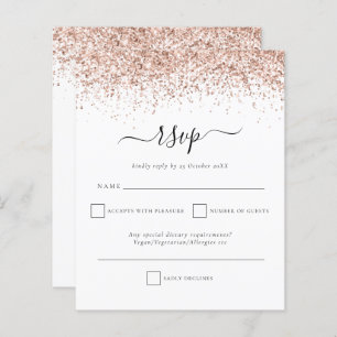 RSVP de Casamento do script Glitter Dourado do Ros