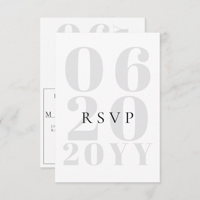 RSVP de Casamento do Tipo Negrito Mínimo Branco (Frente/Verso)