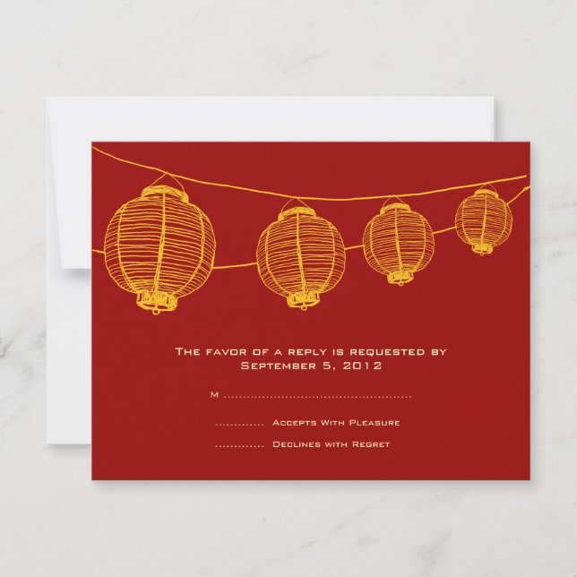 RSVP de Casamento dos Lanternas Amarelo e Vermelho (Frente)