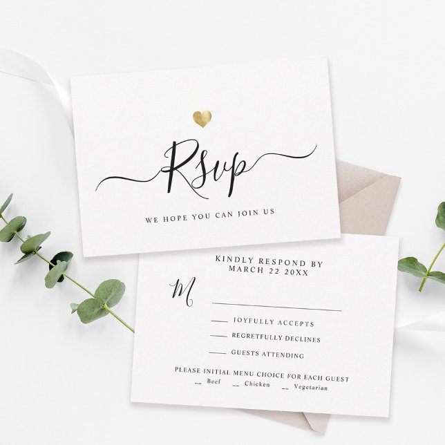 RSVP de Casamento Dourado de Chic com Script Minim (Criador carregado)