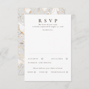 RSVP de Casamento Dourado de Flores Selvagens dese