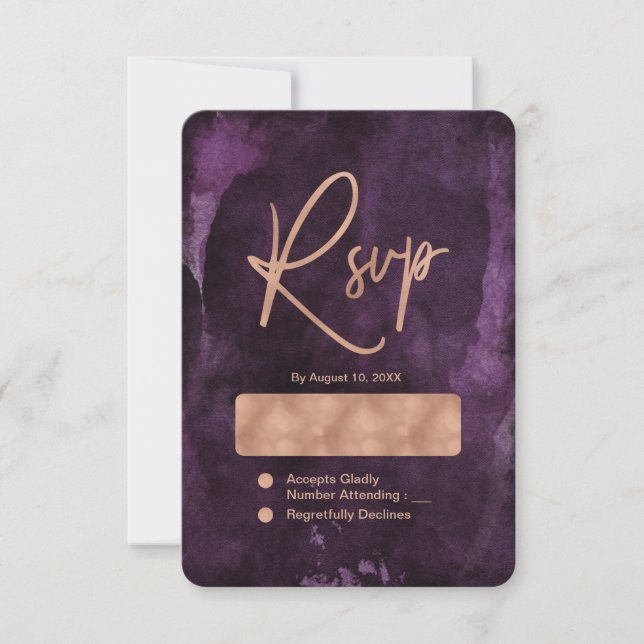 RSVP de Casamento Dourado de Rosa de Aquarela RPúr (Frente)