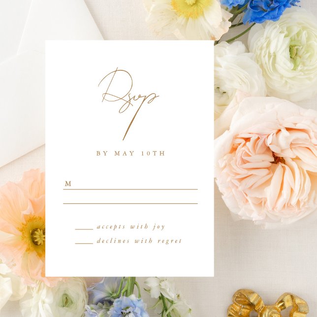 RSVP de Casamento Dourado de Script Minimalista El (Criador carregado)