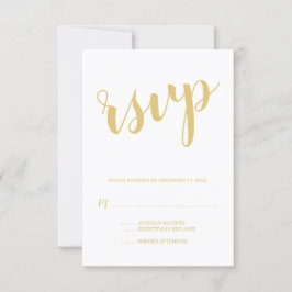 RSVP de Casamento Dourado de Script Moderno