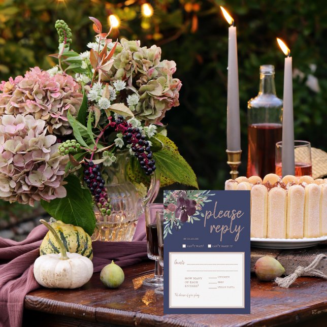 RSVP de Casamento Dourado do Rosa de Elegância Flo (Criador carregado)