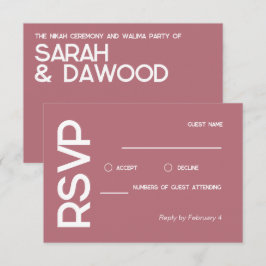 RSVP de Casamento Dourado do Rosa mínimo islâmico 