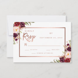 RSVP de Casamento Dourado do Script Floral da Burg
