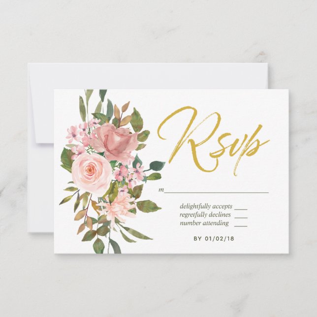 RSVP de Casamento Dourado e Cor-de-Água (Frente)