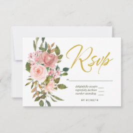 RSVP de Casamento Dourado e Cor-de-Água