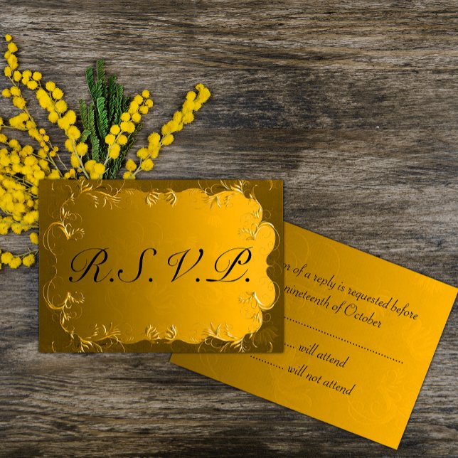 RSVP de Casamento Dourado Elegante (Criador carregado)