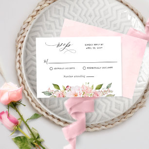 RSVP de Casamento Dourado Elegante, Cor-de-Rosa, E