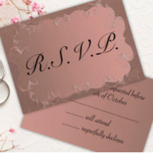 RSVP de Casamento Dourado Elegante Rosa